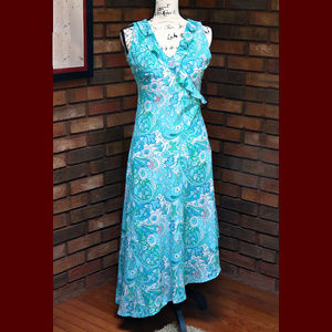 J MARCO Aqua Paisley Flowy Dress - NWOT - Size 4
